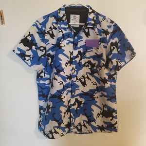 Switch Remarkable Men Short Sleeve Limited Edition Shirt Blue/Black Camo - Large